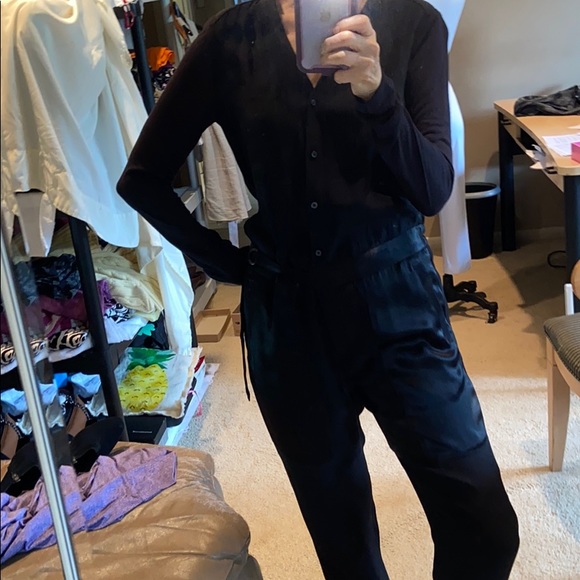 PURE DKNY BLACK SATINY JUMPSUIT